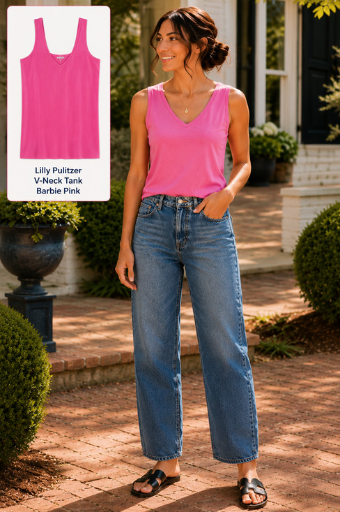 Lilly Pulitzer Tops - Lily Pulitzer Womens Tank Top Barbie Pink Pima Cotton Blend Size M